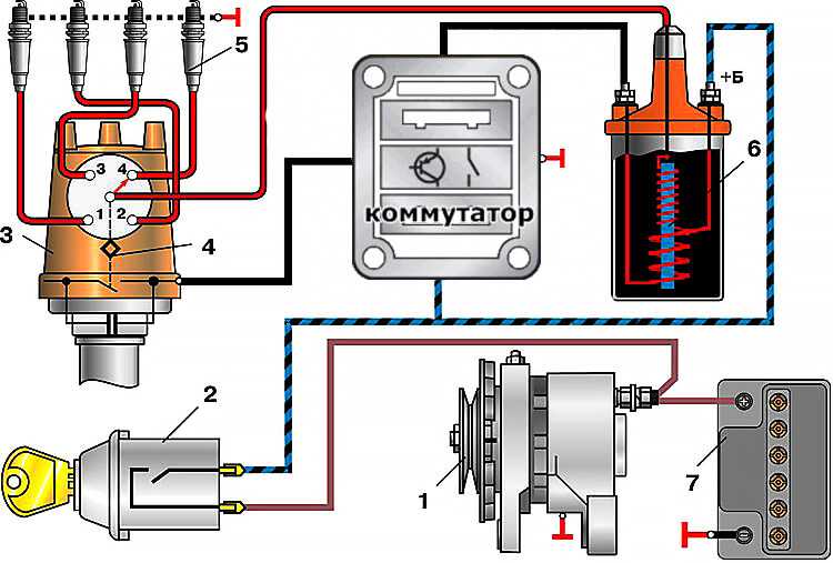 Схема подключения катушки зажигания газ 66